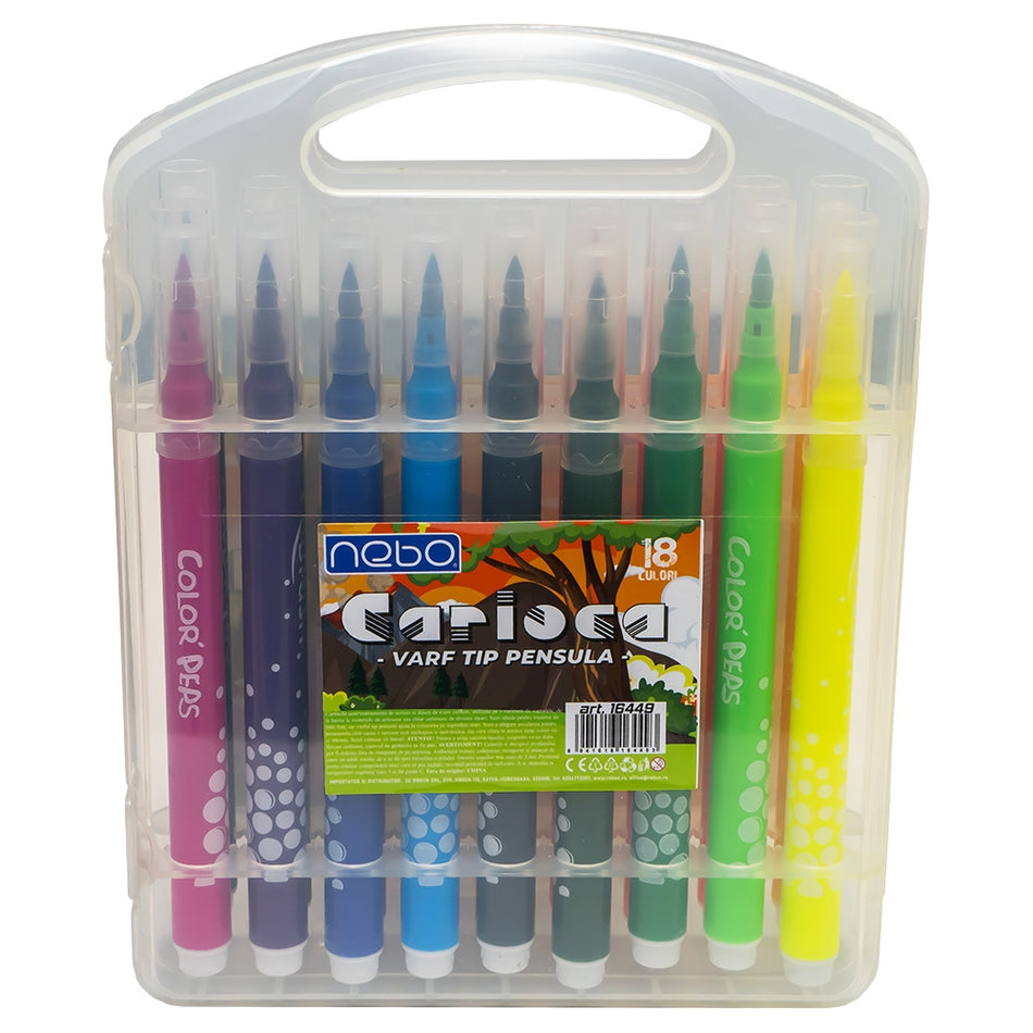 Carioca, varf tip pensula, 18 buc/set - NEBO