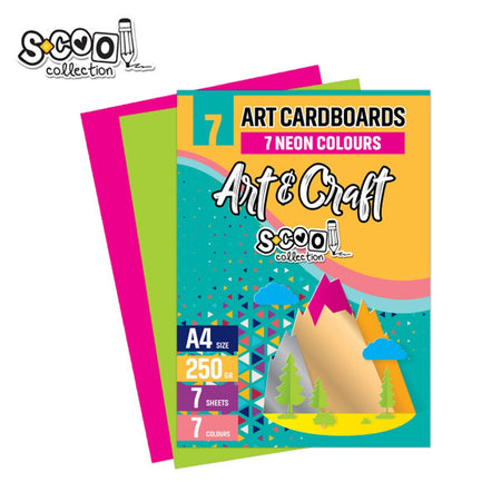 Carton color A4, 250g, 7 culori neon, set 7 coli - S-COOL / OFFISHOP SC1806
