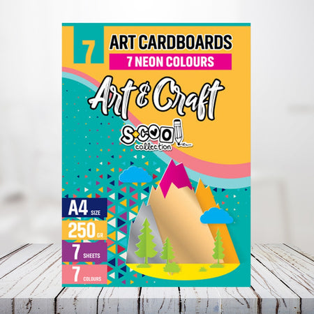 Carton color A4, 250g, 7 culori neon, set 7 coli - S-COOL / OFFISHOP SC1806