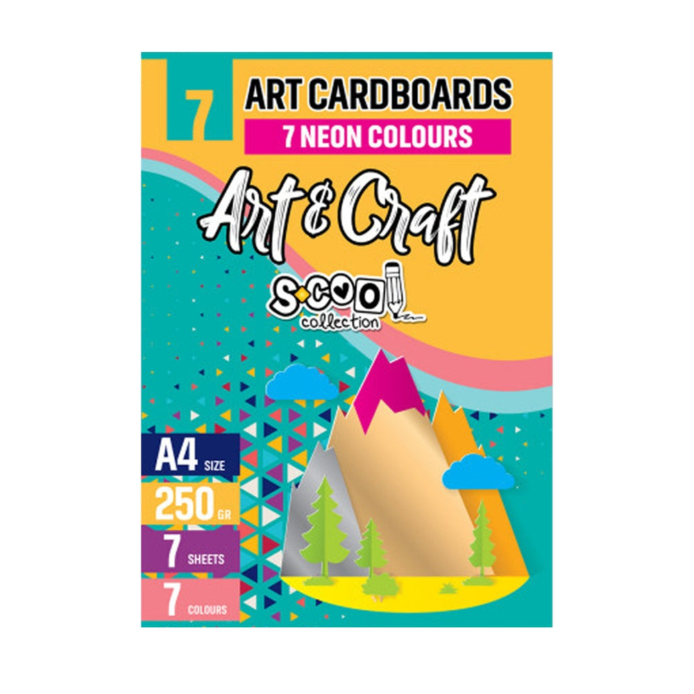 Carton color A4, 250g, 7 culori neon, set 7 coli - S-COOL / OFFISHOP SC1806