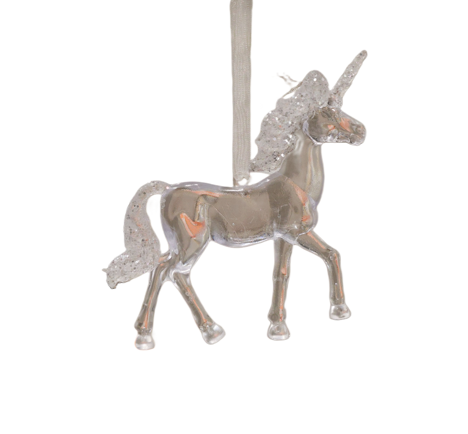ORNAMENT BRAD UNICRON ALB TRANSPARENT 12X11CM XMAS