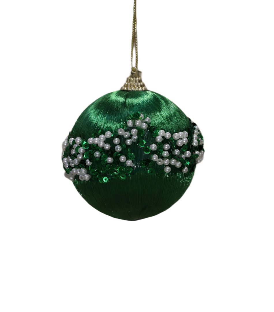 Glob Matase Verde Crud Cu Bordura Din Margele 10 Cm Pl A3-52