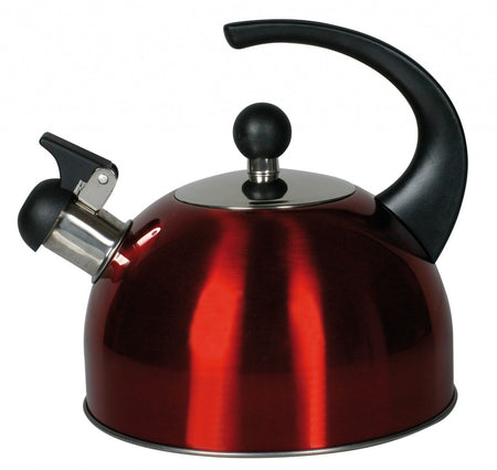 Ceainic inox cu fluier DOMOTTI pentru aragaz, diferite culori, 1.7 L 2 000 ml Negru/roșu