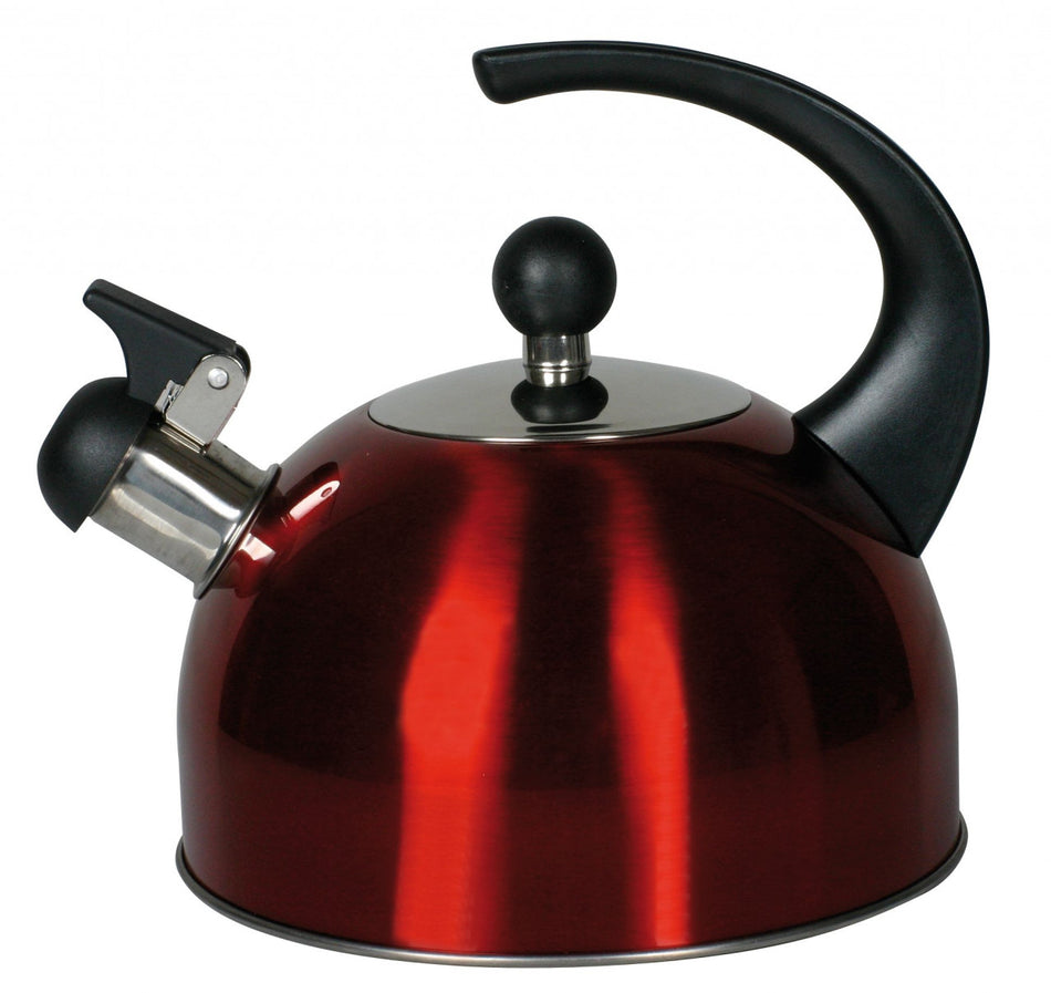 Ceainic inox cu fluier DOMOTTI pentru aragaz, diferite culori, 1.7 L 2 000 ml Negru/roșu