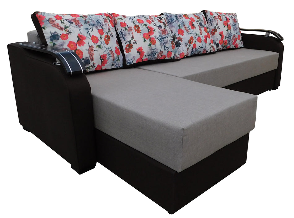 Coltar Extensibil Lory  Stofa Gri, 260x140x80cm