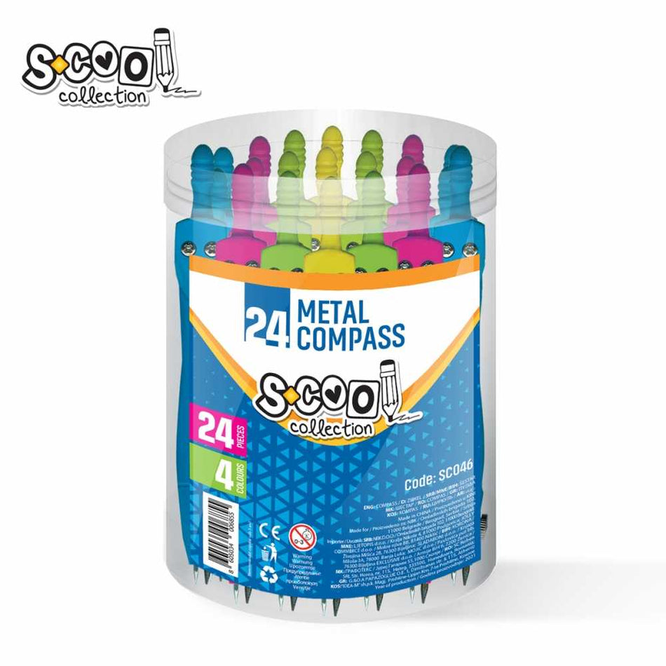 Compas 24 buc/cutie PVC, metal, pentru școală, S-COOL / OFFISHOP SC046