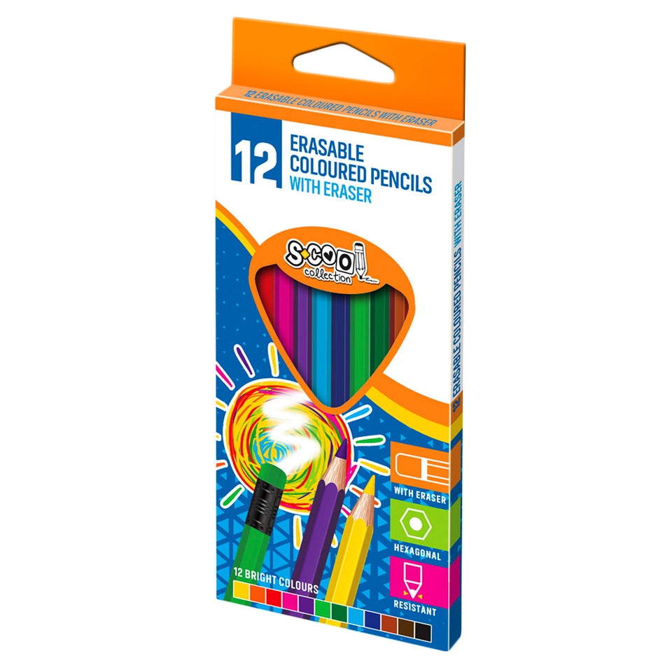 Creioane Color Cu Radiera , 12 Cul/set Sc1481