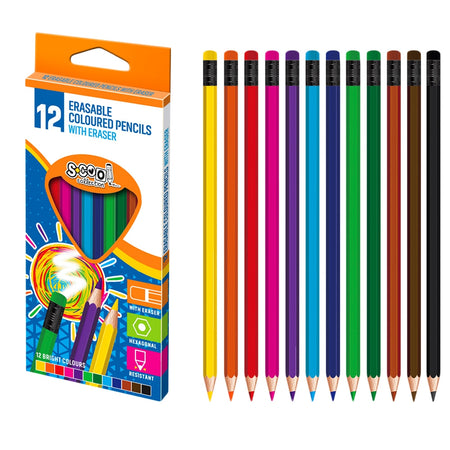 Creioane Color Cu Radiera , 12 Cul/set Sc1481