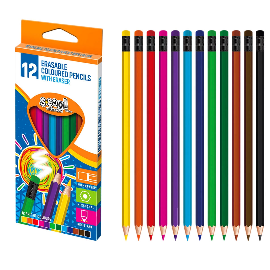 Creioane Color Cu Radiera , 12 Cul/set Sc1481