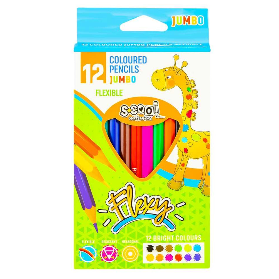 Creioane Color, Flexibile, Jumbo,12 Culori/set - S-cool