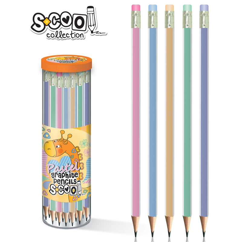 Creion grafit HB, cu radieră, pastel, 48 buc/cutie - S-COOL / OFFISHOP SC146