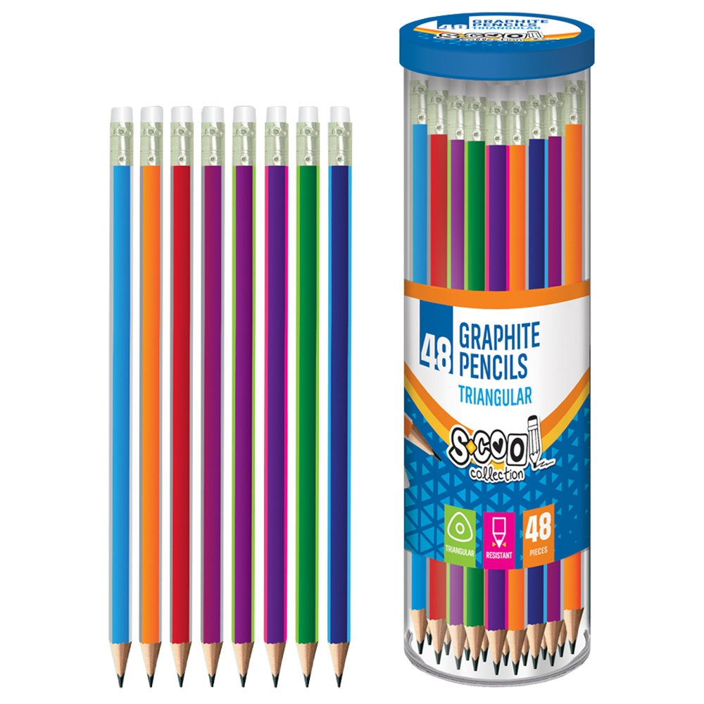 Creion grafit HB cu radieră, triunghiular, 48 buc/cutie - S-COOL / OFFISHOP SC009