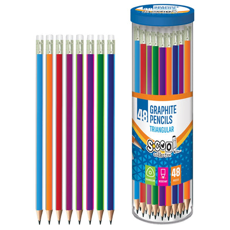 Creion grafit HB cu radieră, triunghiular, 48 buc/cutie - S-COOL / OFFISHOP SC009