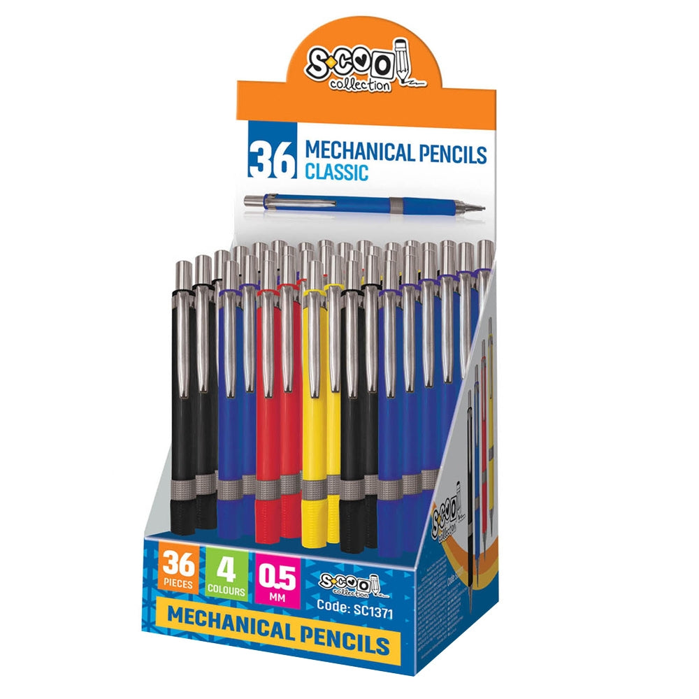 Creion mecanic 0.5 mm Classic set 36 buc/display, grip ergonomic, S-COOL / OFFISHOP SC1371