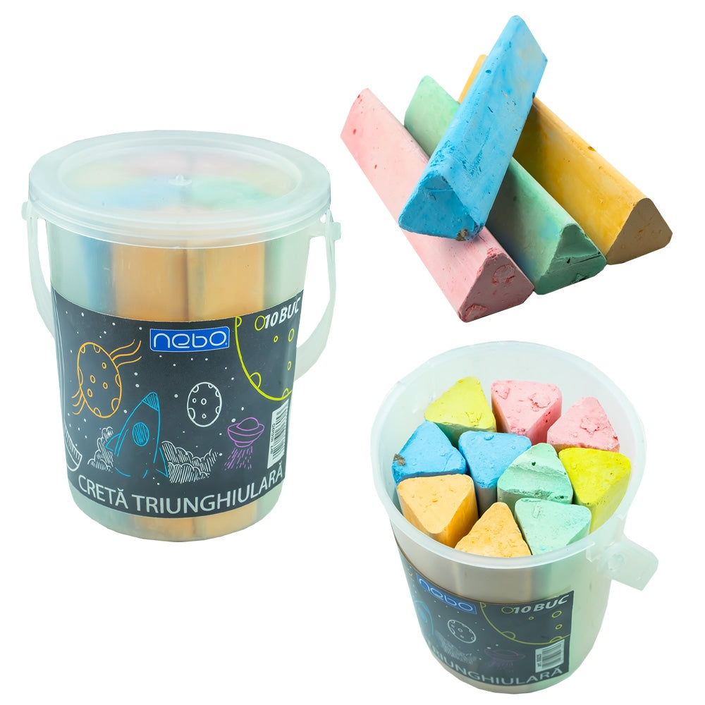 Creta JUMBO color, triunghiulara, 10 buc/set - NEBO