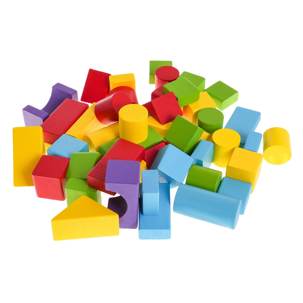Cuburi din lemn, in galetusa, 50 piese/set