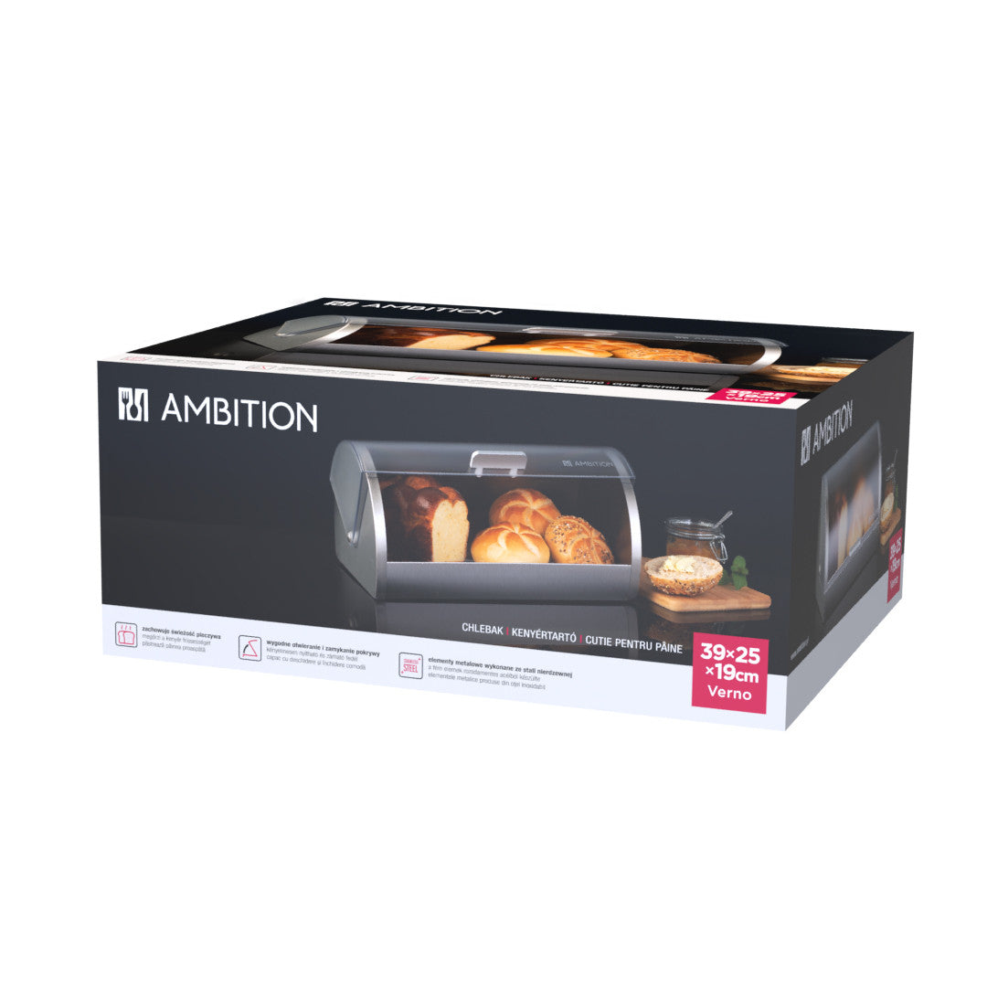 Cutie depozitare pâine Verno inox cu capac glisant Ambition 68900