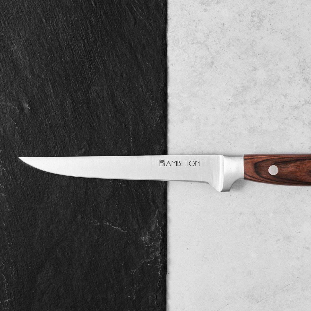 Cuțit dezosare 15 cm, finisaj Titanium, ergonomic, mâner lemn Ambition 20343
