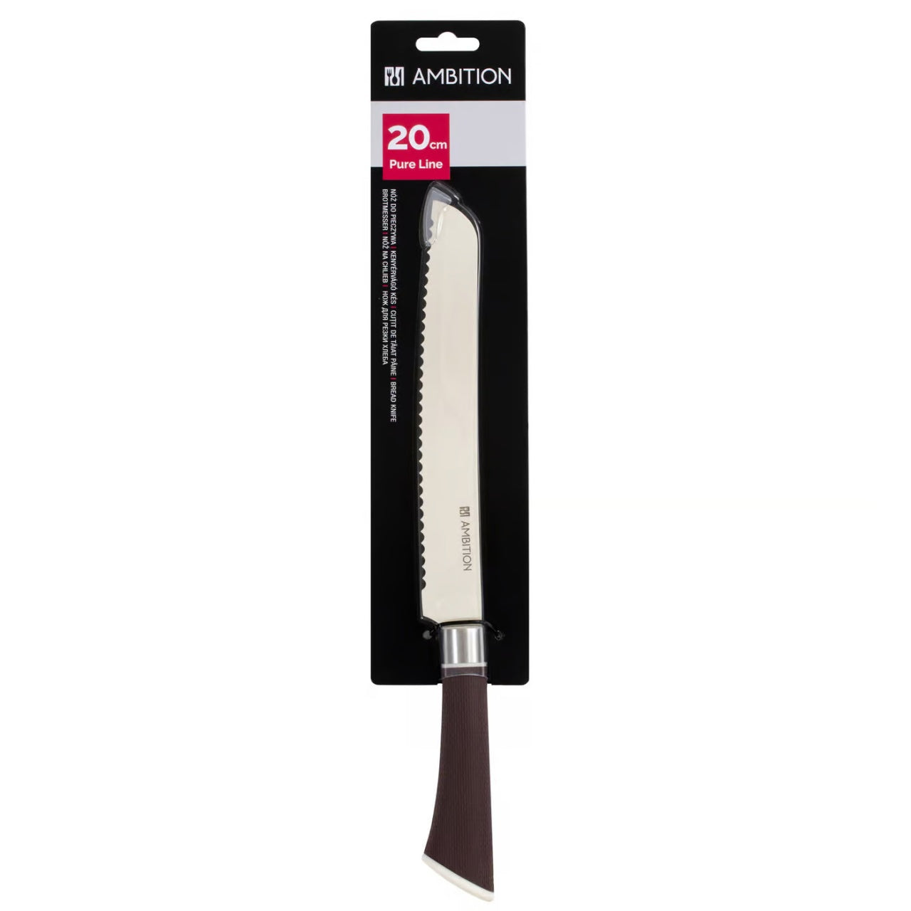Cuțit pâine 20 cm Pure Line, lamă inox, mâner ergonomic, design elegant AMBITION 20356