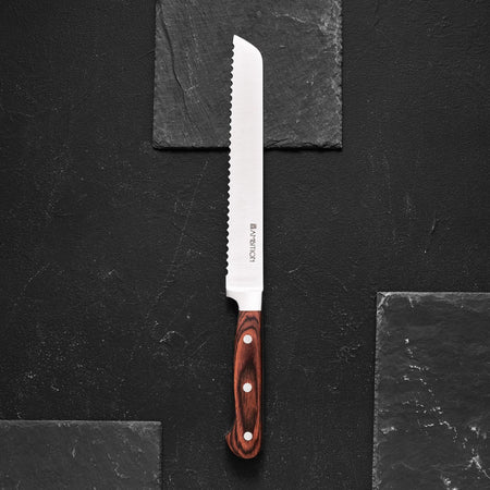 Cuțit pâine 20 cm, Titanium, oțel inoxidabil, mâner lemn, Ambition 20342