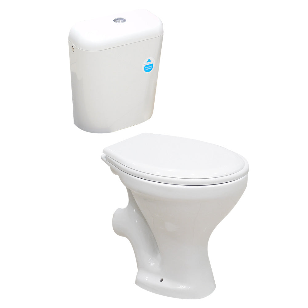 Set vas WC pe pardoseală cu rezervor, capac polipropilenă, evacuare laterală Regata 272247