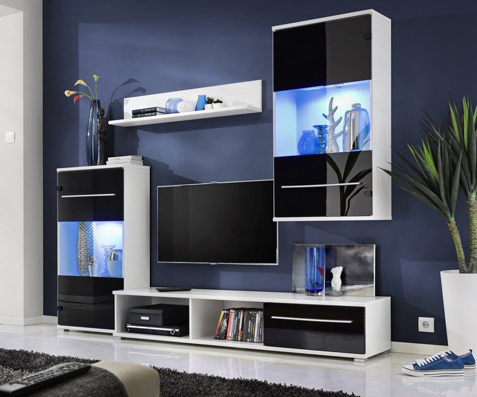 Mobilier Living Lippi 3  2700x440x1900 Alb+Negru