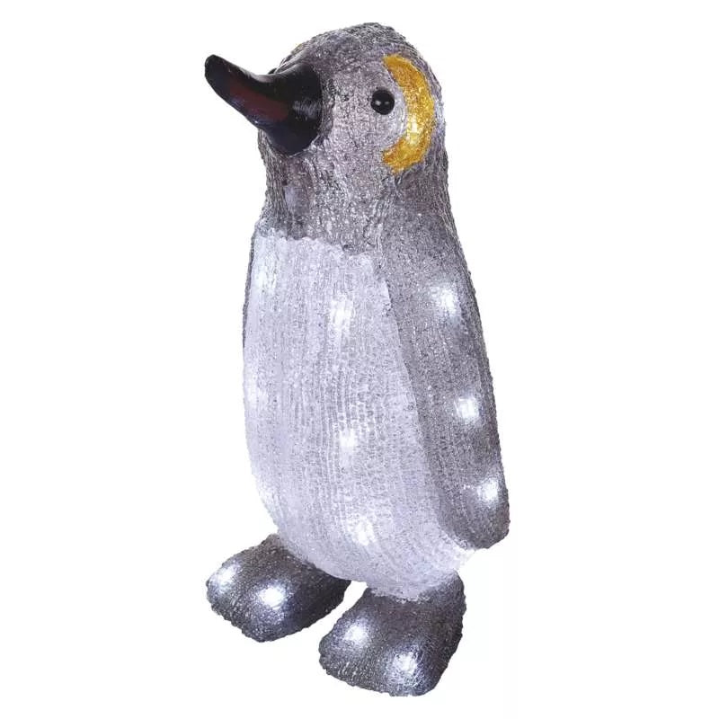 Decoratiuni - 30 Led-Uri Pinguin 35 Cm, Alb Rece, Ip44, Temporizator