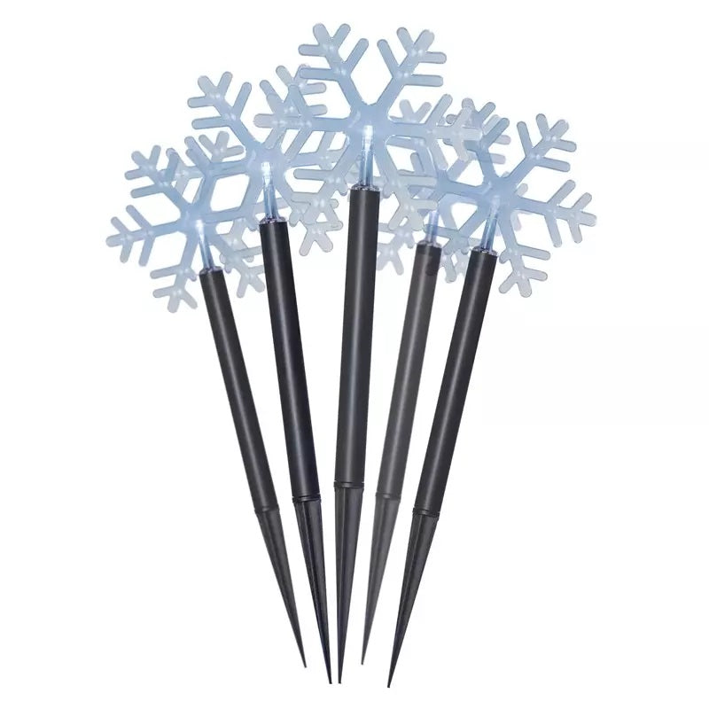 Decor De Gradina - 5 Led-Uri Fulgi De Zapada 30 Cm, 3x Aa, Alb Rece, Ip44, Temporizator / Dczc01