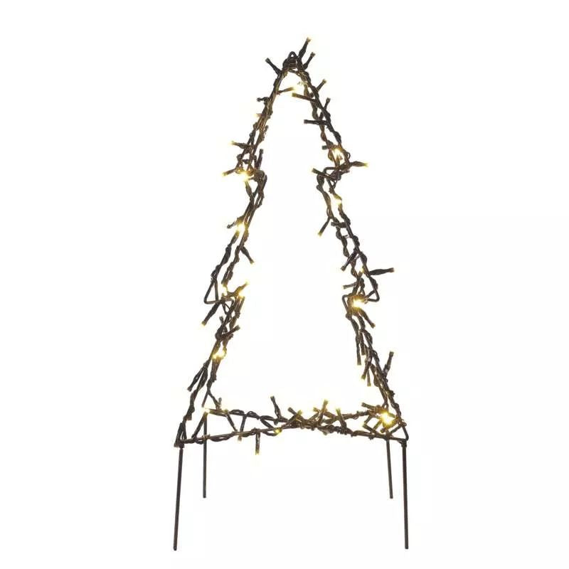 Decor De Gradina -90 Led Brad De Craciun Metalic, 50 Cm, Alb Cald, Ip4