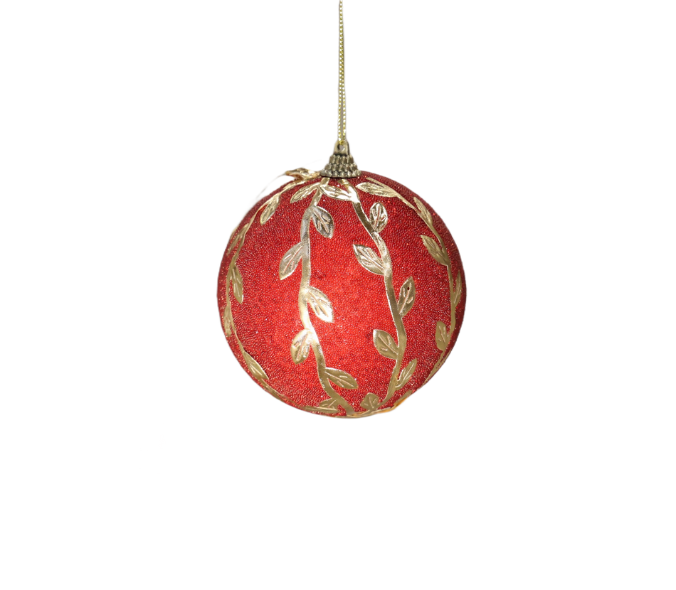 Xmas Glob 10 Cm Bordo Cu Frunze Aurii A2-31895r