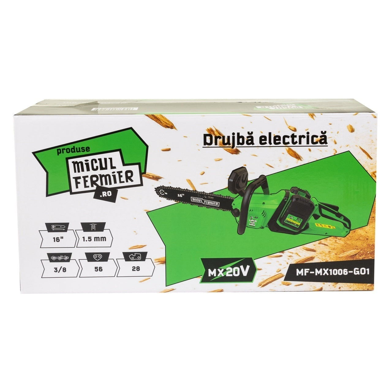 Drujbă electrică 40V 2x4Ah 16" Brushless MF-MX1006-G01 Micul Fermier