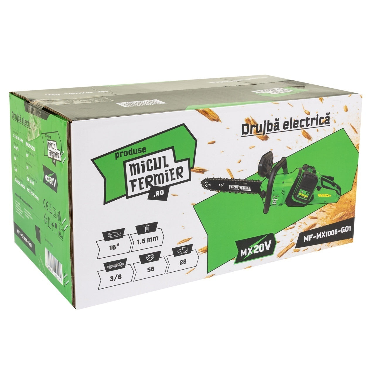 Drujbă electrică 40V 2x4Ah 16" Brushless MF-MX1006-G01 Micul Fermier