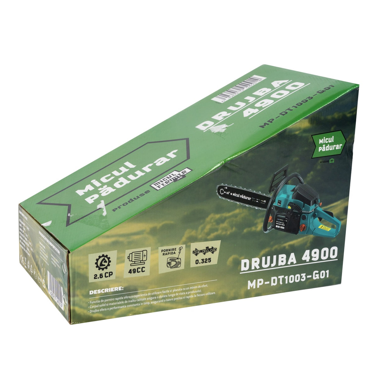 Drujbă Micul Padurar 49cc, 2.6 CP, lamă 16'' și lanț, pornire rapidă Micul Padurar MP-DT1003-G01
