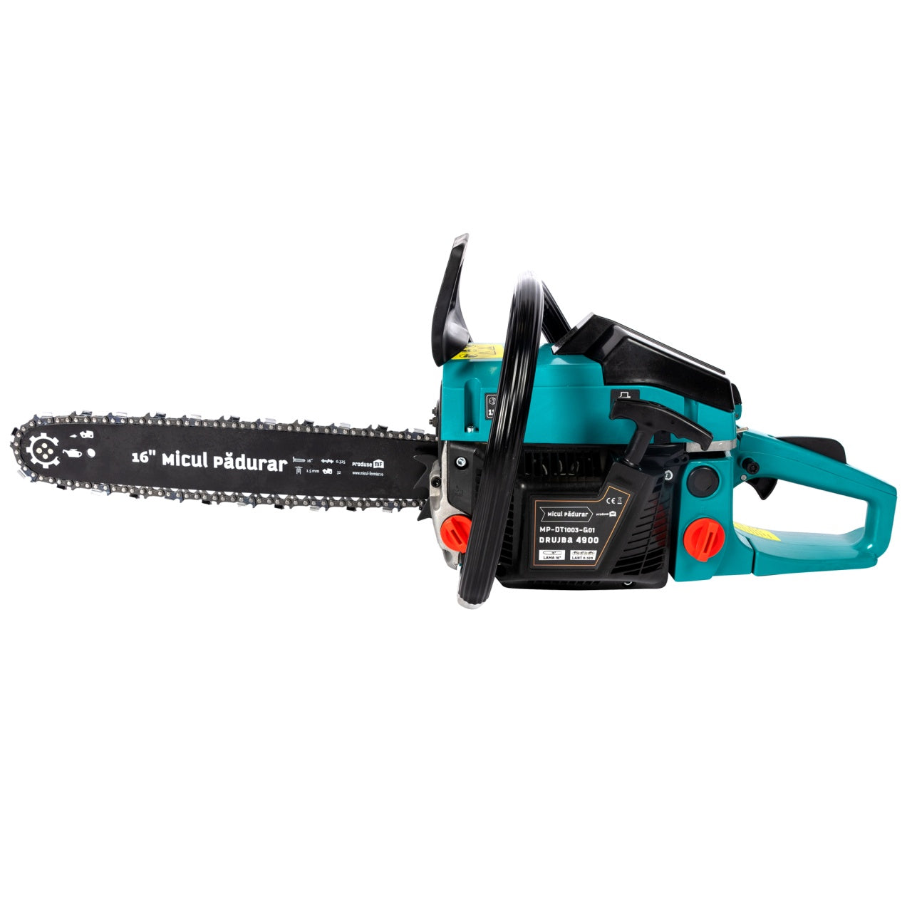 Drujbă Micul Padurar 49cc, 2.6 CP, lamă 16'' și lanț, pornire rapidă Micul Padurar MP-DT1003-G01