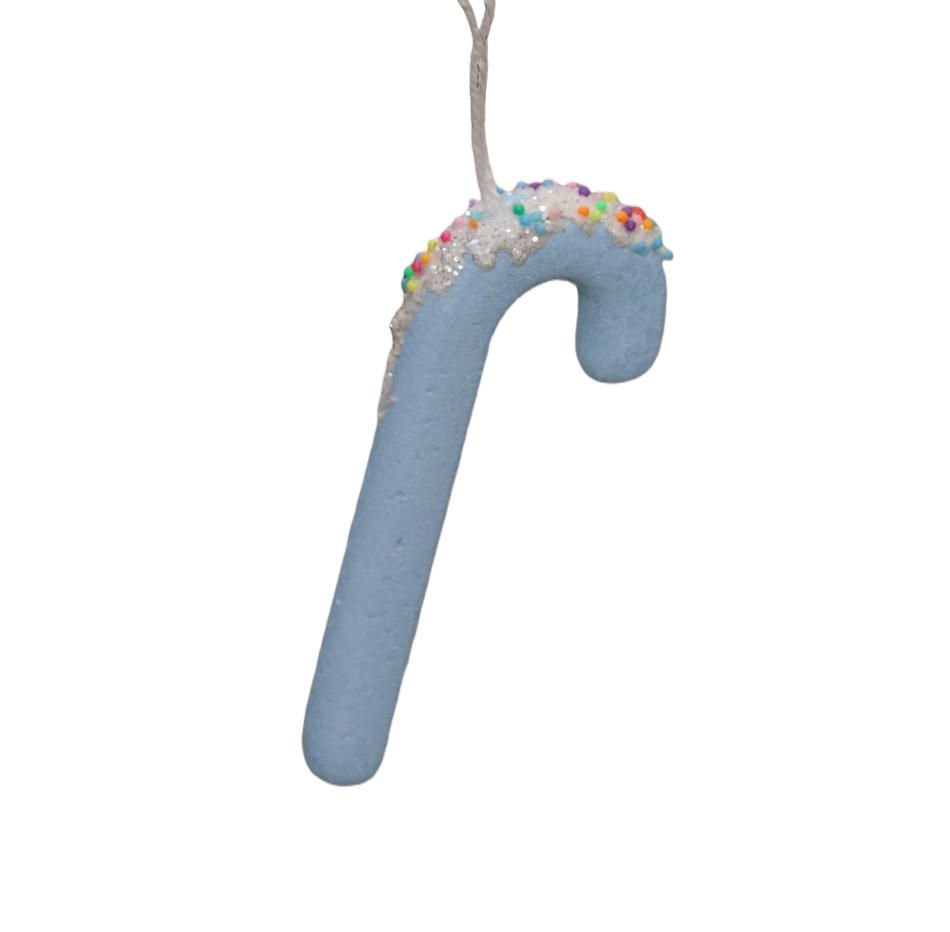 XMAS ORNAMENT BASTON CANDY BLEU