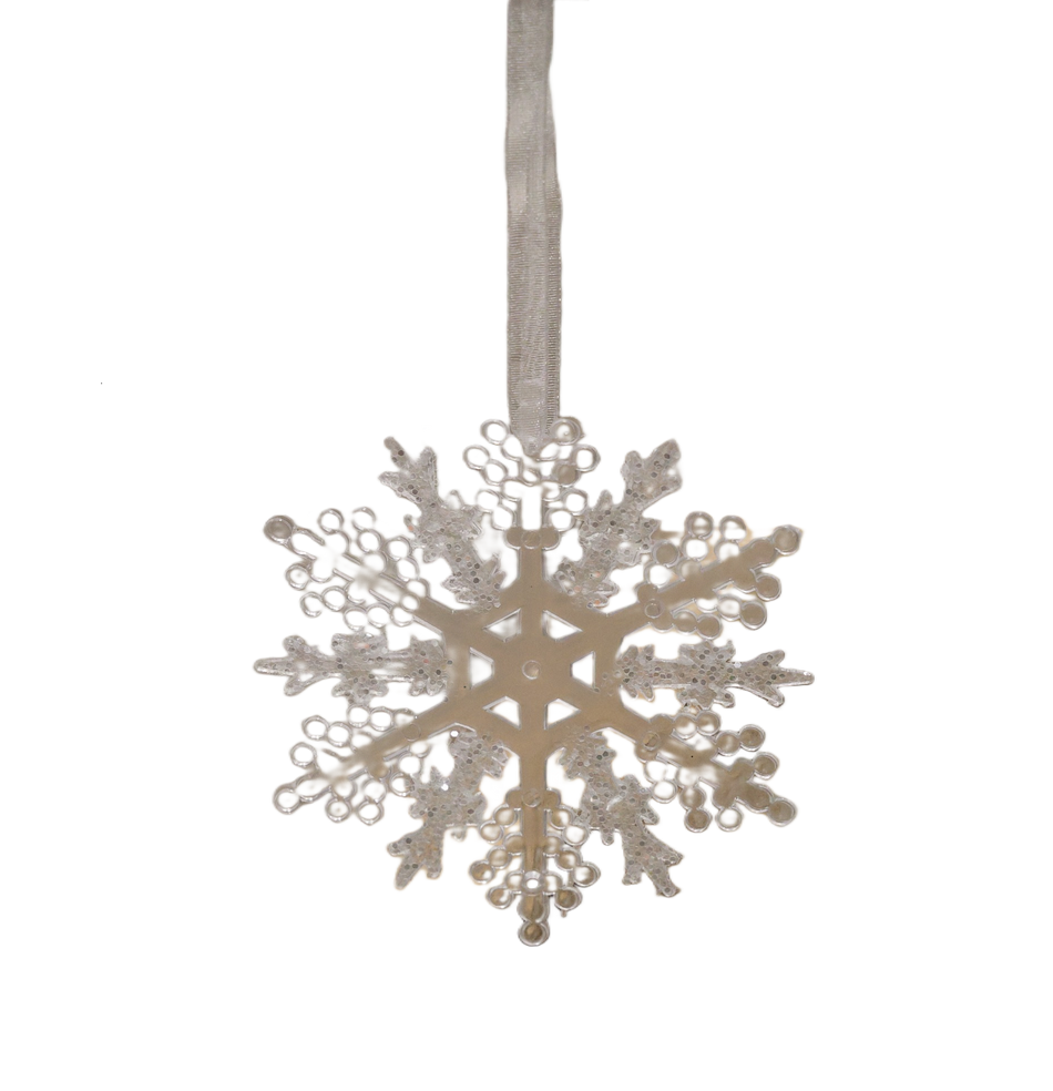 ORNAMENT BRAD FULG ALB TRANSPARENT 10CM XMAS