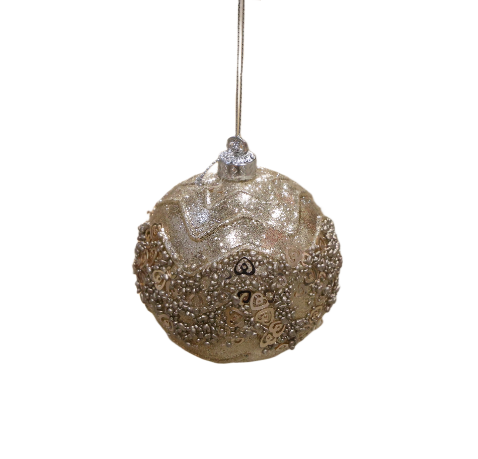 XMAS ORNAMENT GLOB SAMPANIE CU PAIETE 8 CM, PLASTIC