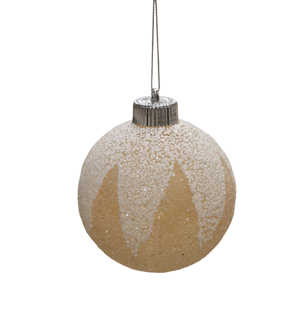 XMAS ORNAMENT GLOB AURIU CU ALB GLAZURAT 10 CM , PLASTIC