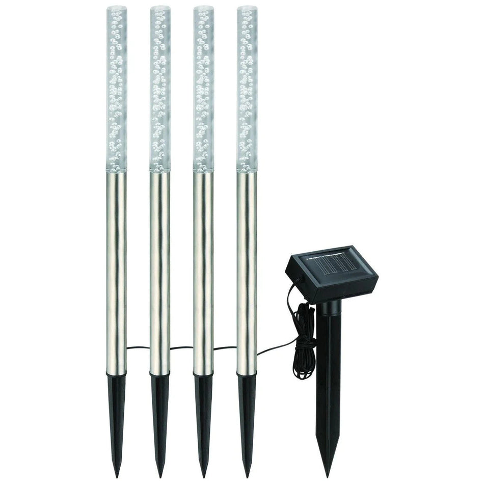 Lampa Solara De Gradina 4x Led, 47cm Otel Inoxidabil Entac