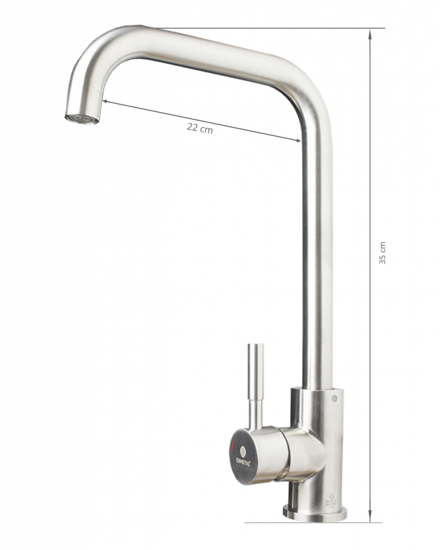 Baterie de bucătărie din inox cu pipă mobilă și monocomandă