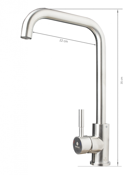 Baterie de bucătărie din inox cu pipă mobilă și monocomandă
