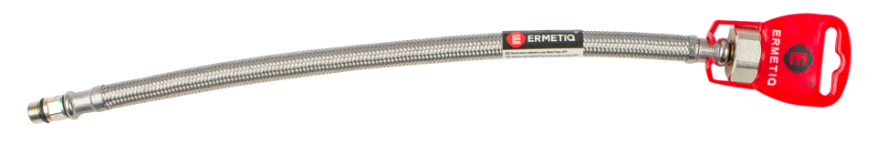 Racord mono ranforsat cu oțel inoxidabil de 50 cm cu filete 1/2 x 1/4 inch și capăt scurt
