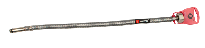 Racord mono ranforsat cu inox de 40 cm cu filet de 3/8 x 1/4 și capăt lung de 37 mm