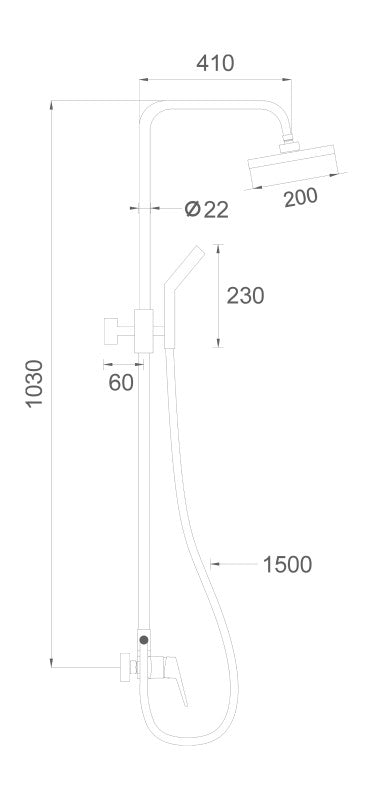 Set duș fix și mobil cu baterie monocomandă, coloană 103 cm și pară fixă 200 × 200 mm