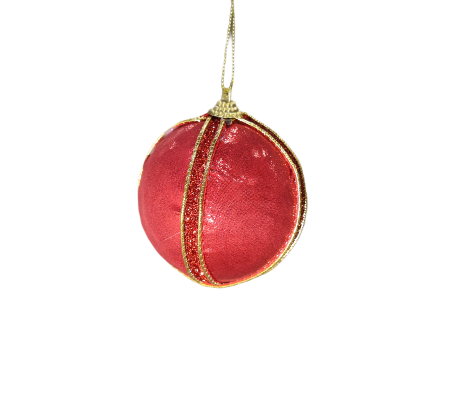 XMAS GLOB 8 CM ROSU CU BANDA AURIE A1-51563R8