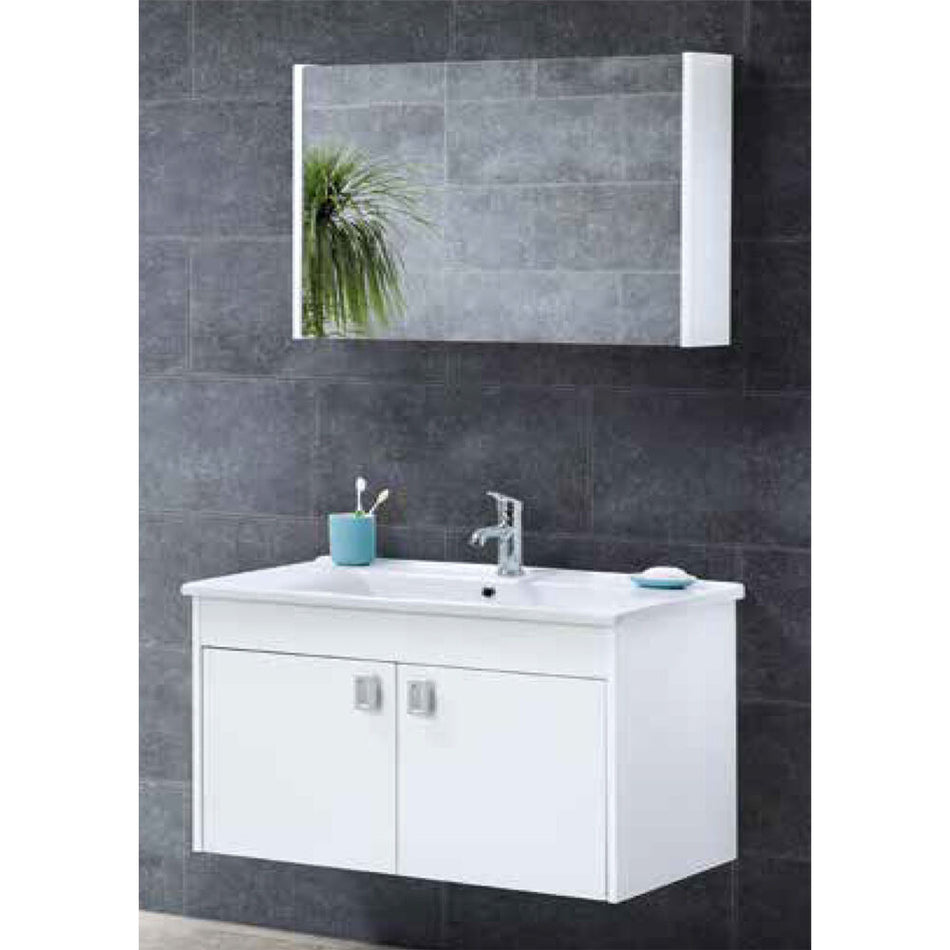 Set Mobilier Baie Suspendat, Mira 85 Cm 3 Piese Alb (450x550x850mm