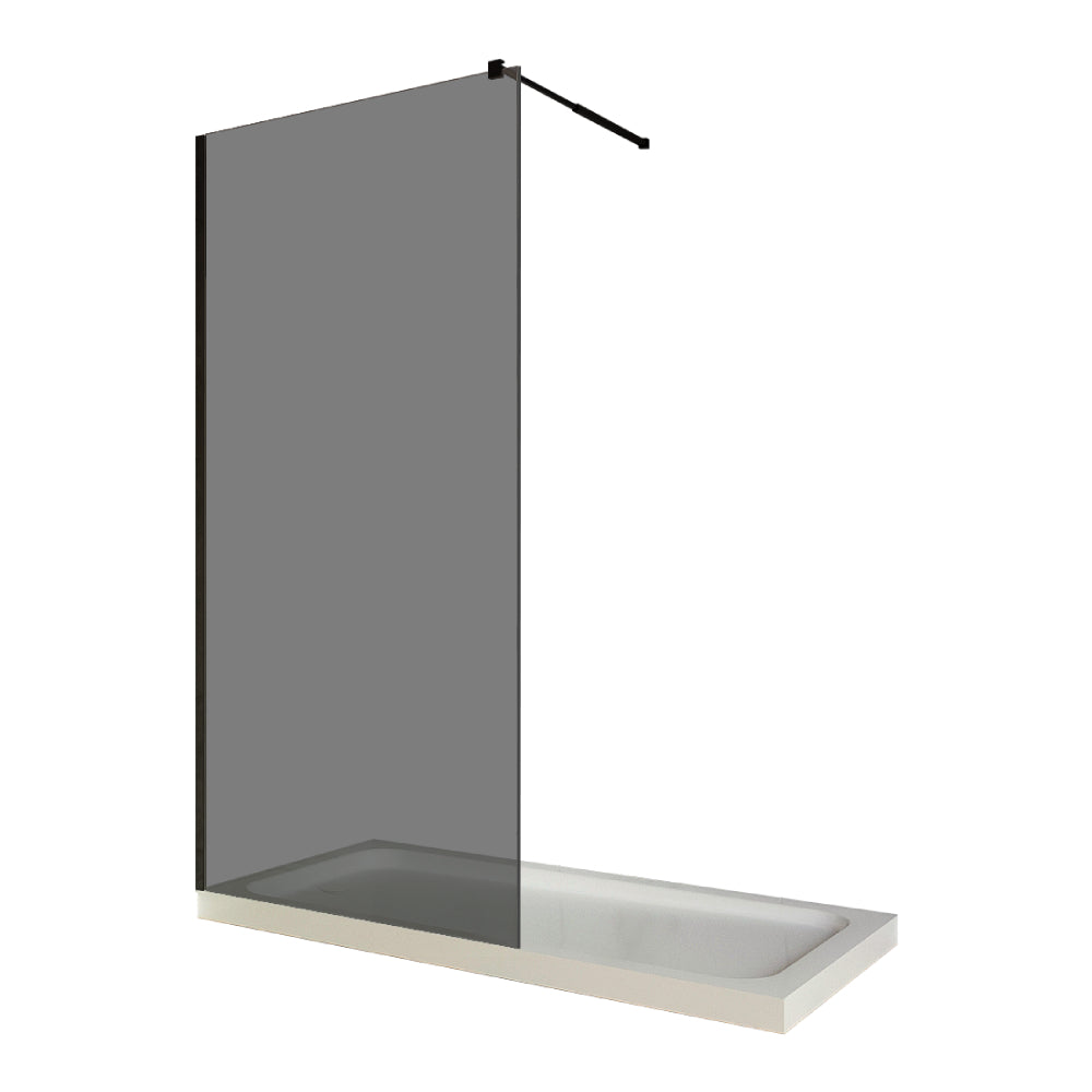 Perete de duș walk-in, sticlă fumurie 8 mm, profil negru mat, 90 × 200 cm, Celesta 277007