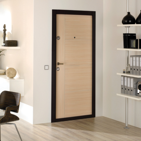 Ușă metalică apartament Prestige 02 B cu textură imitație lemn, 96 × 205 cm, Regata