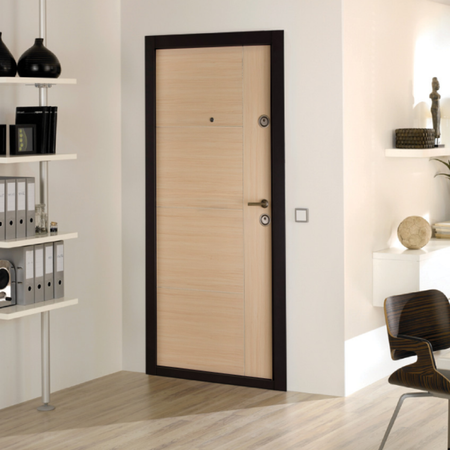 Ușă metalică apartament Prestige 02 B cu textură imitație lemn, 96 × 205 cm, Regata