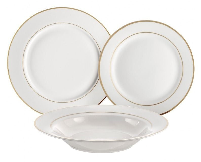 Farfurie adâncă 23 cm Aura Gold, portelan elegant cu decor auriu Ambition 23052